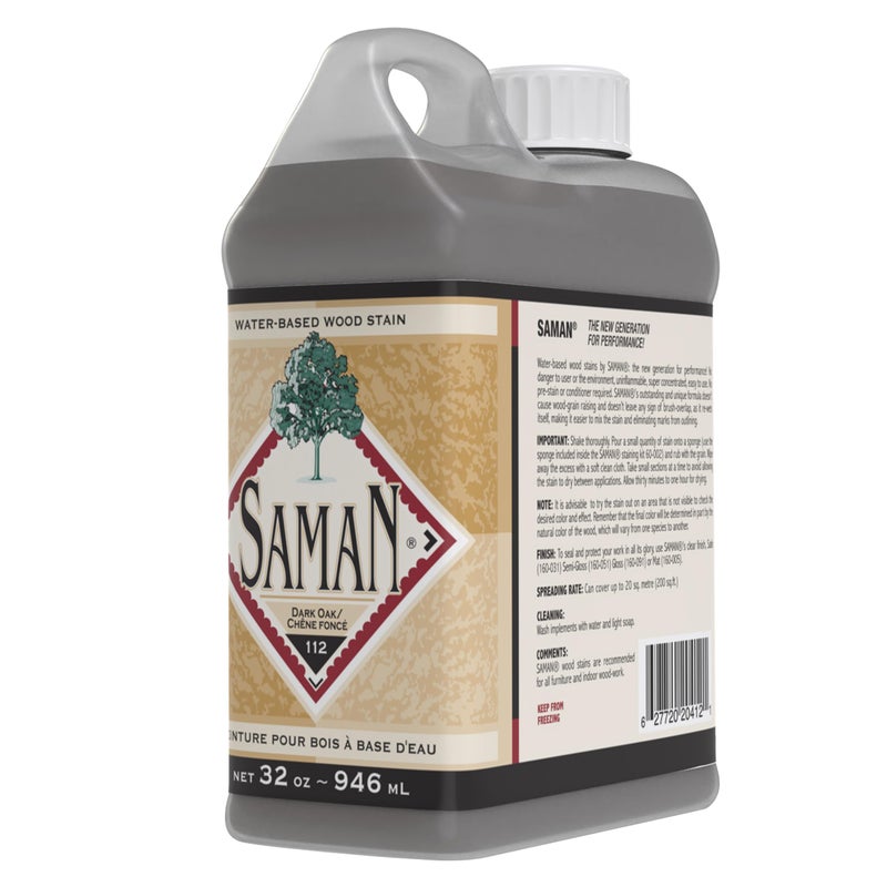 SamaN Interior Water Based Wood Stain - Natural Stain for Furniture, Moldings, Wood Paneling, Cabinets (Dark Oak TEW-112-32, 32 oz) - Image 1